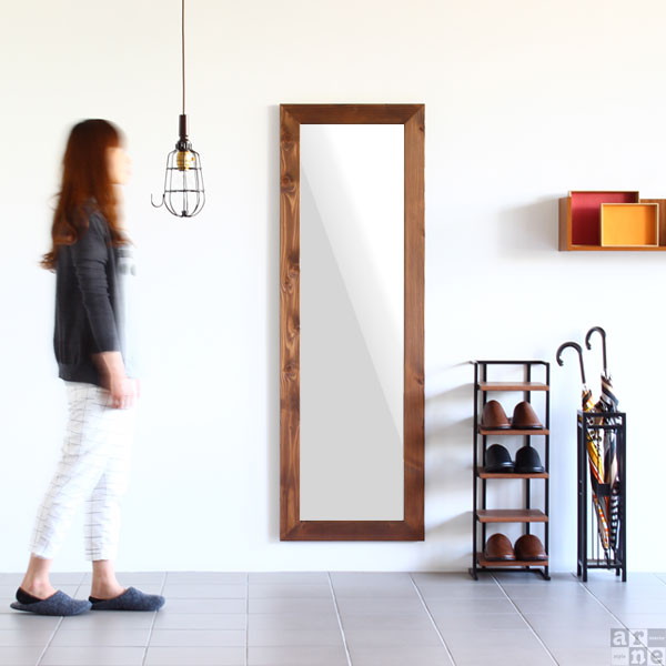 全身鏡 antry スタンドミラー Lサイズ オールドウッド 壁掛け可 全身鏡