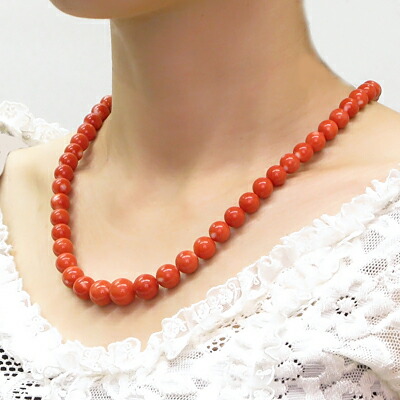 楽天市場】≪1年保証付き≫日本産桃珊瑚7.5〜11.7ミリ玉51センチ