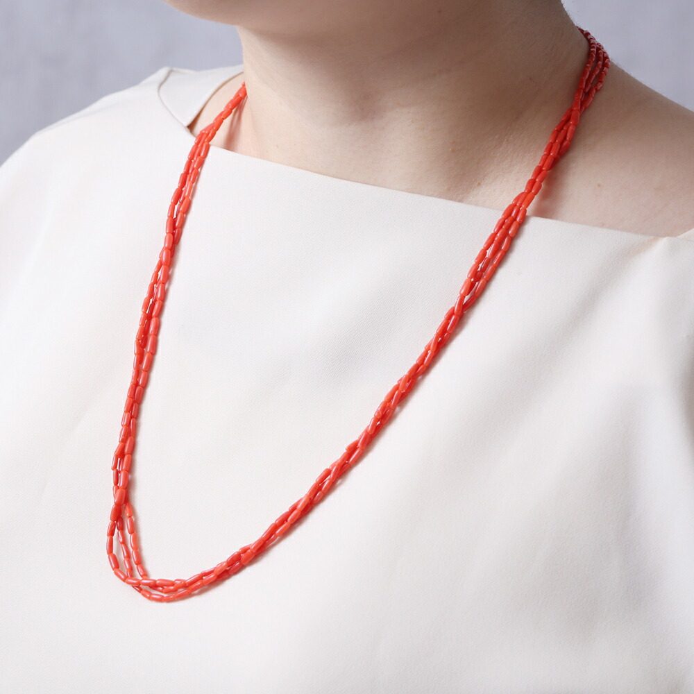 楽天市場】≪1年保証付き≫地中海産赤珊瑚 3連 シルバー ネックレス