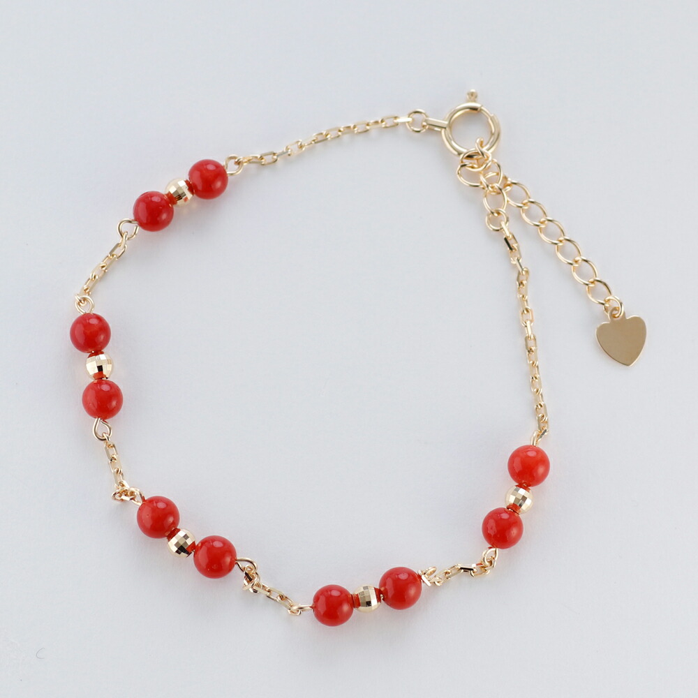 楽天市場】≪1年保証付き≫ 赤珊瑚＆ミラーボール付きK18チェーン