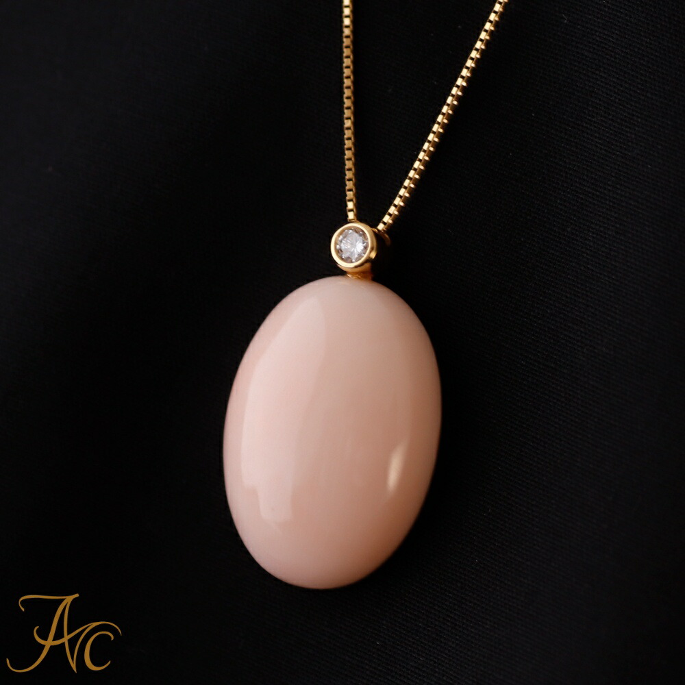 楽天市場】≪1年保証付き≫本ボケ珊瑚オーバルK18ペンダント