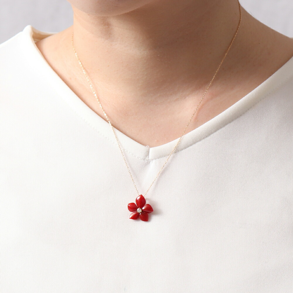 楽天市場】≪送料無料&1年保証付き≫日本産血赤珊瑚 K18 ゴールド お花