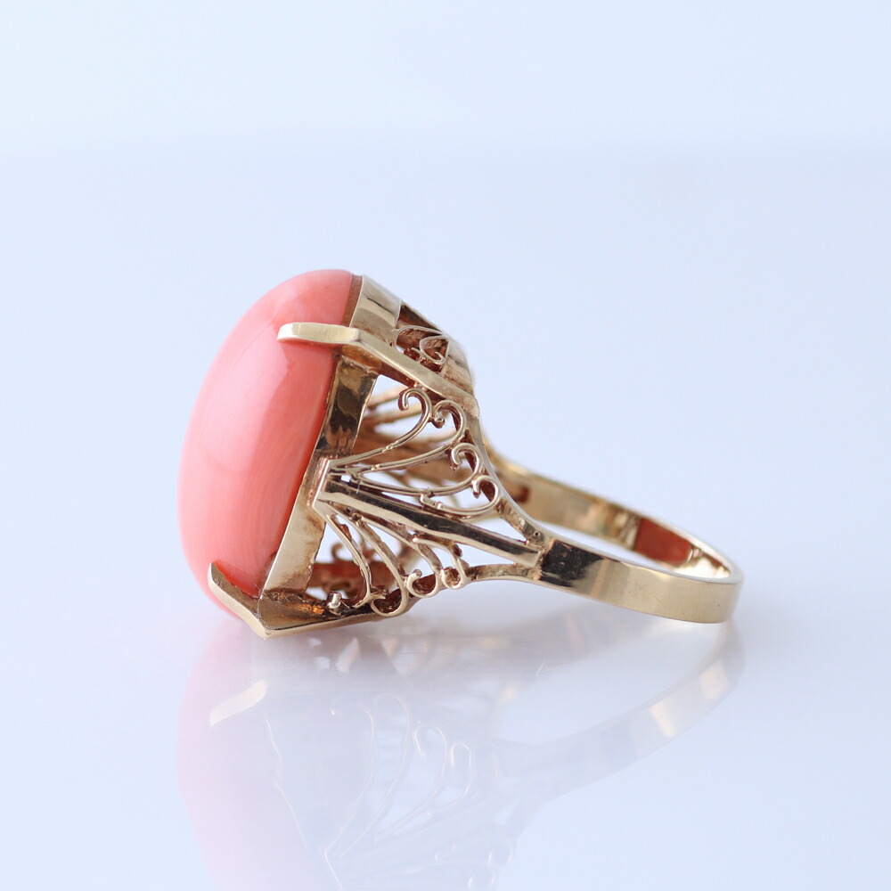 楽天市場】≪1年保証付き≫ 日本産桃珊瑚 K18リング ゴールド リング