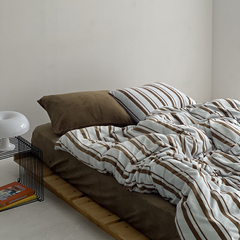 楽天市場】mint×brown あたたか ファイバー厚手 起毛 ストライプ 布団