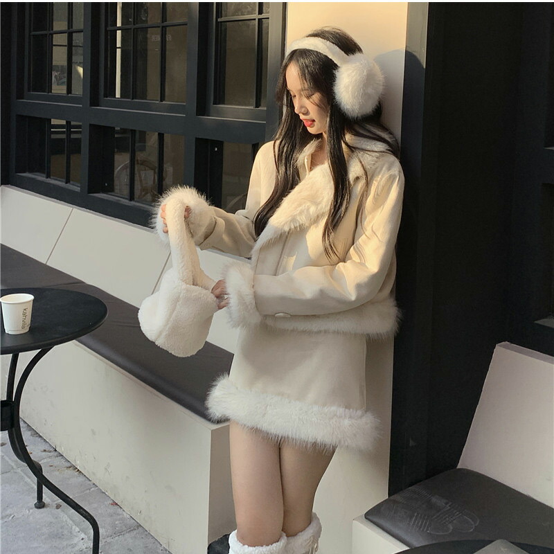 楽天市場】セットアップ 上下セット ファーコート ミニスカート 2点