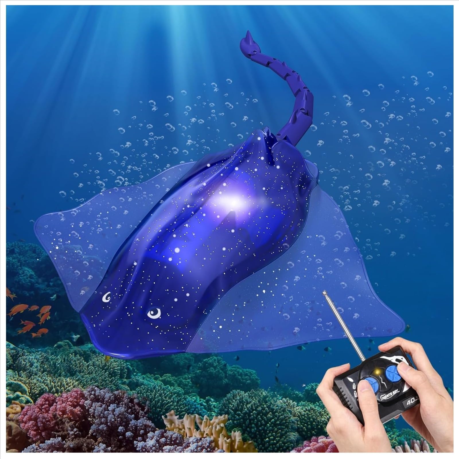 楽天市場】【USB-C充電/LED発光】泳ぐロボットエイ（マンタ）おもちゃ