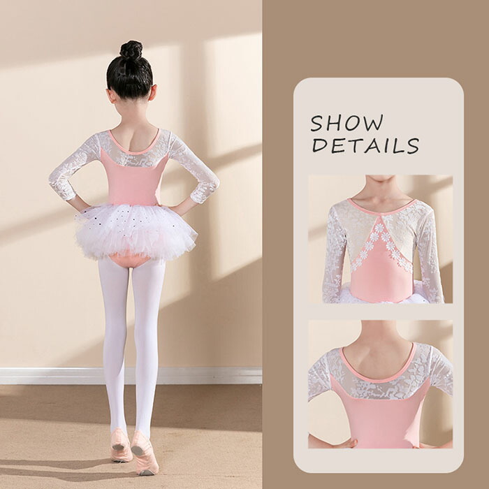 楽天市場】キッズバレエダンス衣装 バレエ レオタード 3色 長袖 花柄