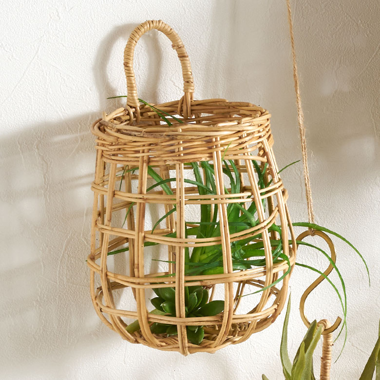 ハンギングバスケット 洗えるかご リモコン入れやドライフラワー飾り