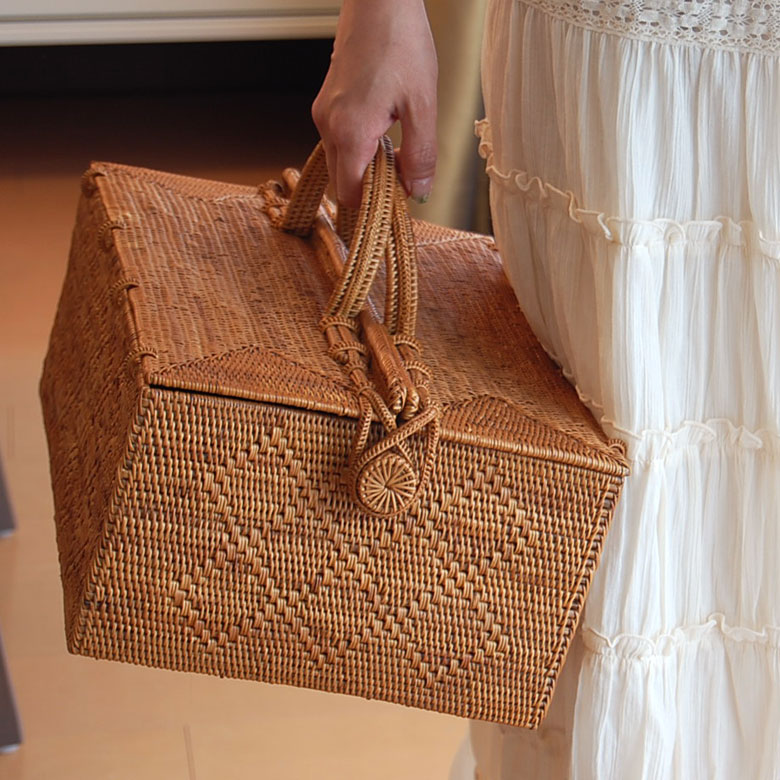 楽天市場】アタ製カゴバッグ ランチバッグL カゴバッグ 収納バスケット