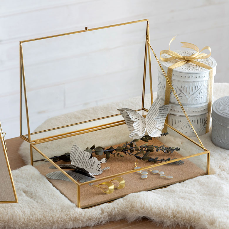 楽天市場】ガラスと真鍮でできたジュエリーボックス Brass ガラス