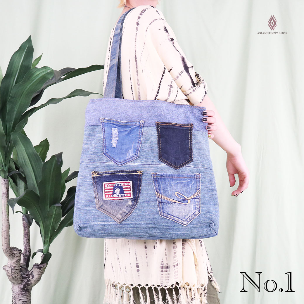 蘭太郎様専用】刺繍デニムバック No.666 デニムリメイク 刺繍バック