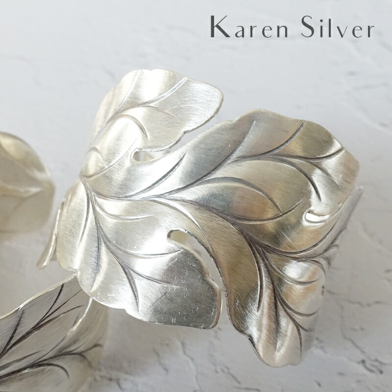 楽天市場】カレン族 カレン シルバー バングル ワイド リーフ シルバー