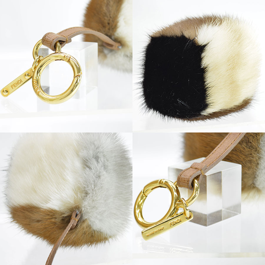 楽天市場】フェンディ FENDI チャーム サイコロ型 ブラウンxベージュ