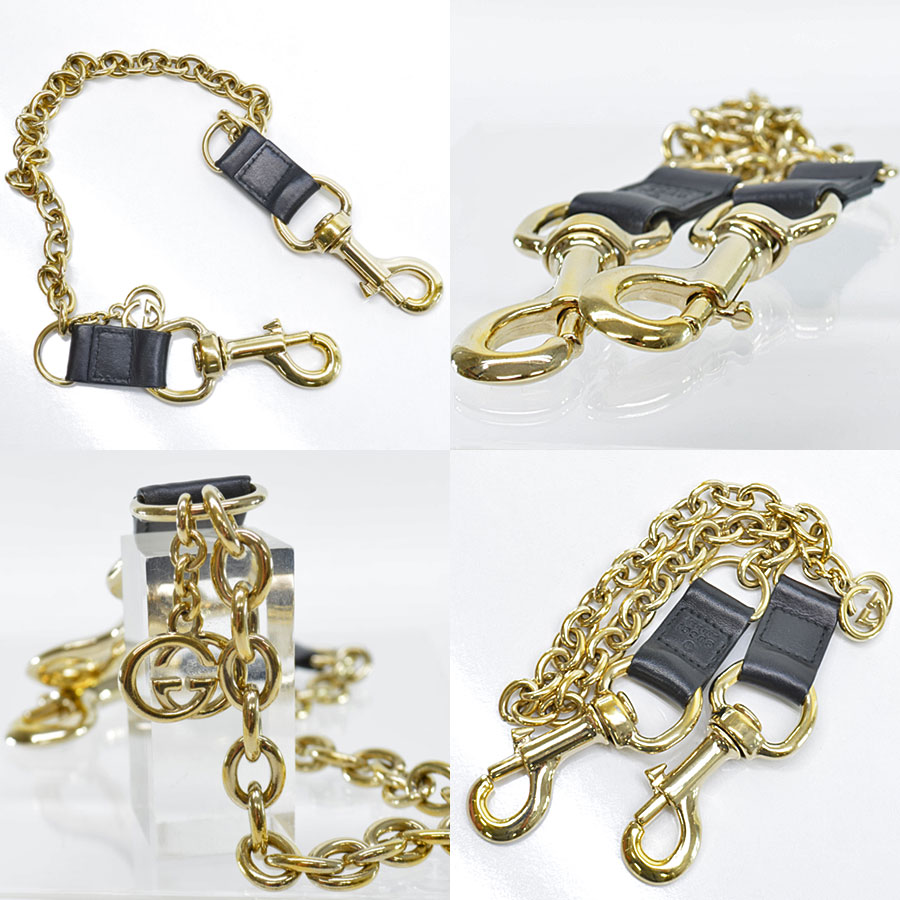 楽天市場】グッチ GUCCI ウォレットチェーン ゴールドxブラック 金属