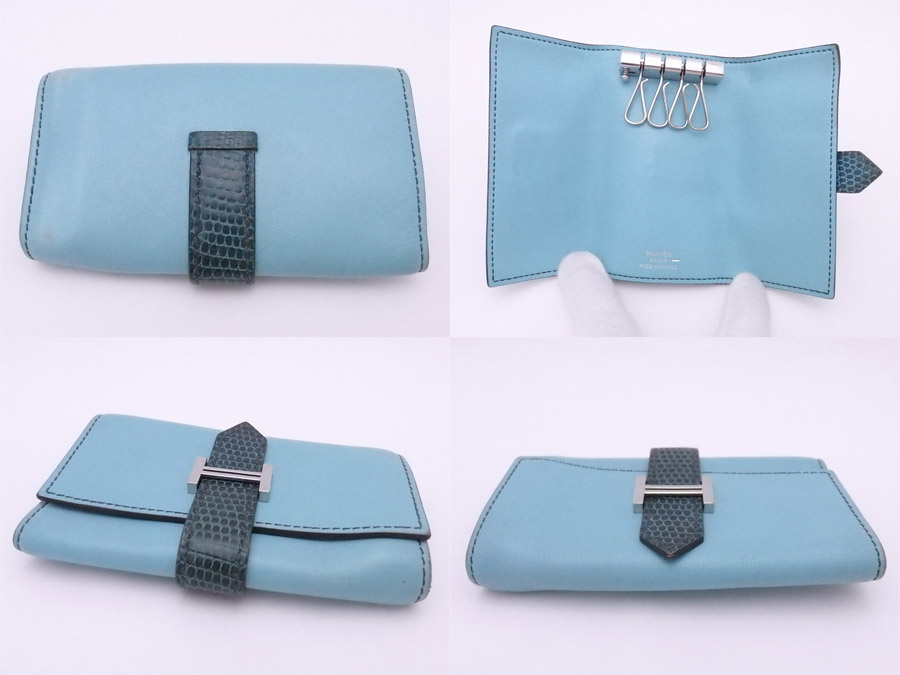 楽天市場】エルメス HERMES キーケース ベアン ブルーxダークグリーン