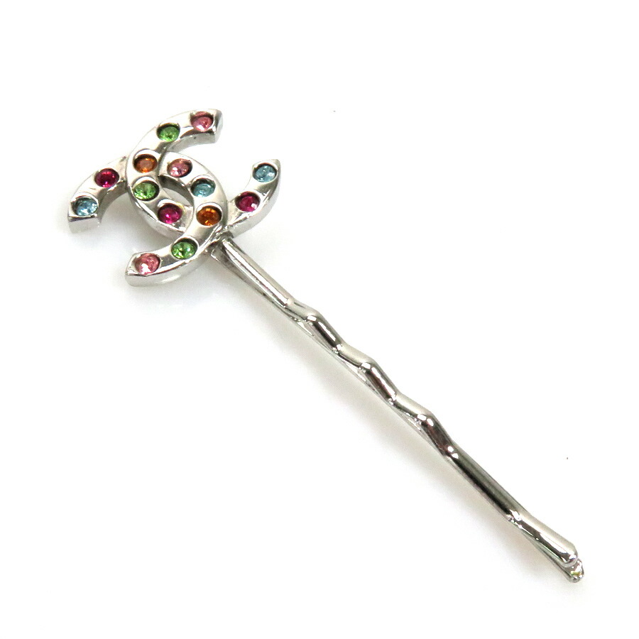 CHANEL ヘアピン マルチカラーココマーク 00T シャネル シルバー