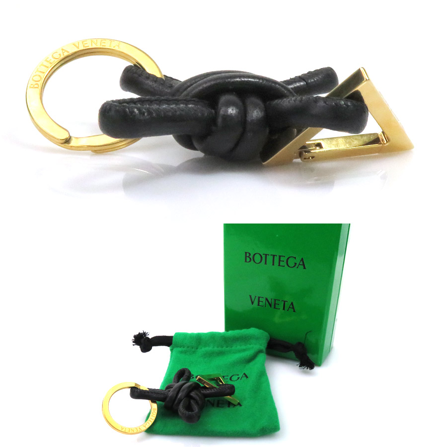 楽天市場】ボッテガヴェネタ キーリング ブラックxゴールド金具 レザー