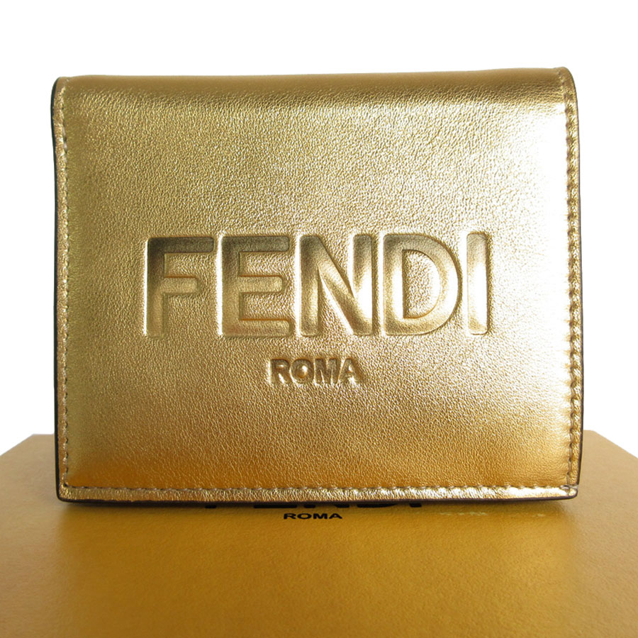 楽天市場】フェンディ FENDI 二つ折り財布 レザー ゴールド レディース