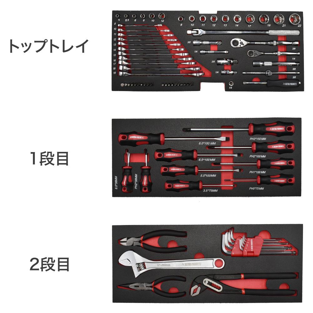 楽天市場】ツールセット 82点組 ブラック TS226／レッド TS227 | 工具