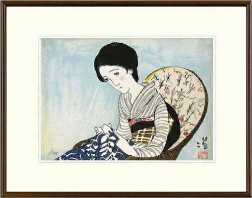 竹久夢二「秋」木版画 1991年作 限定NO.186/300リトグラフ 竹久夢