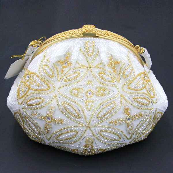 楽天市場】振袖に 手刺繍 日本製 ビーズバッグ 和洋両用タイプ [商品
