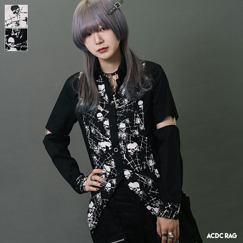 楽天市場】スカルシャツ 長袖 パンク ロック ファッション V系