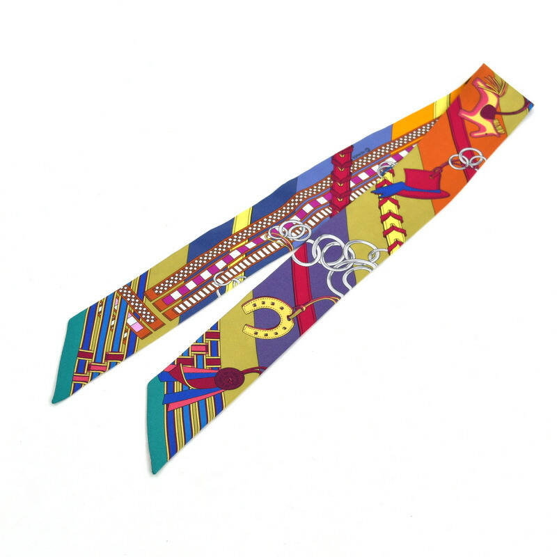 楽天市場】エルメス ツイリー スカーフ シルク100% マルチカラー 馬勒