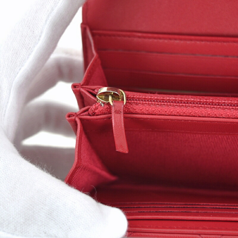 楽天市場】シャネル 長財布 レッド系 ラムスキン クラシックロング