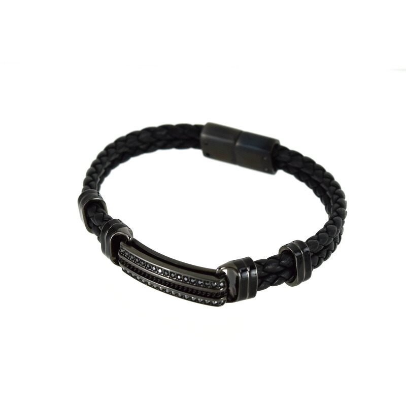 楽天市場】スワロフスキー ブレスレット ブラック Mサイズ レザー