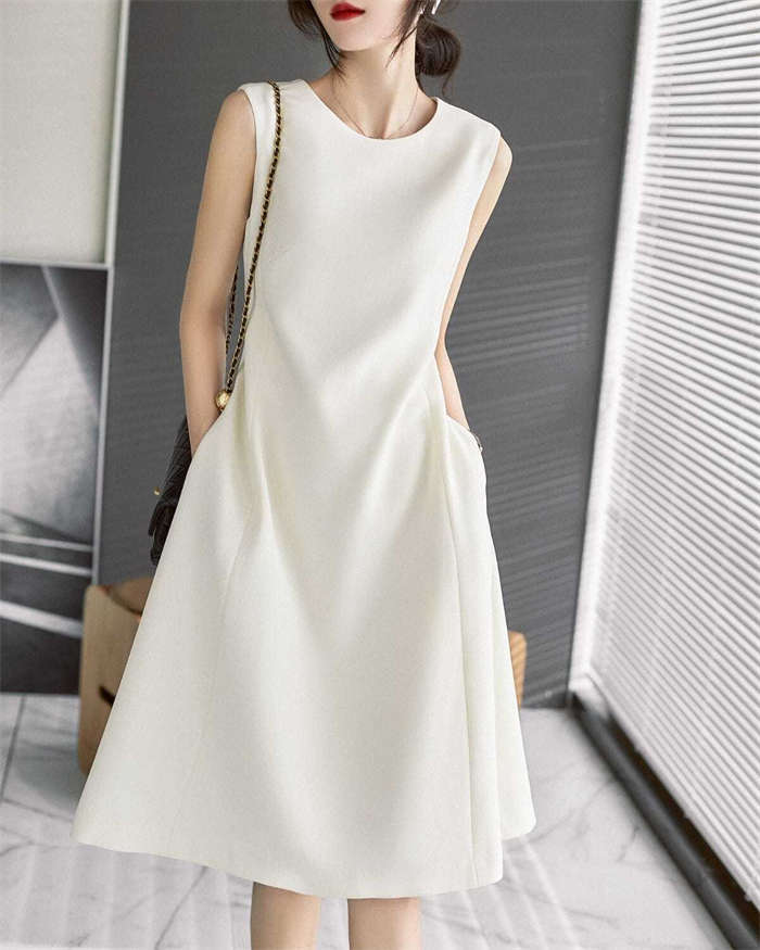 楽天市場】ノースリーブ ワンピース 夏 レディース ひざ丈 Aライン