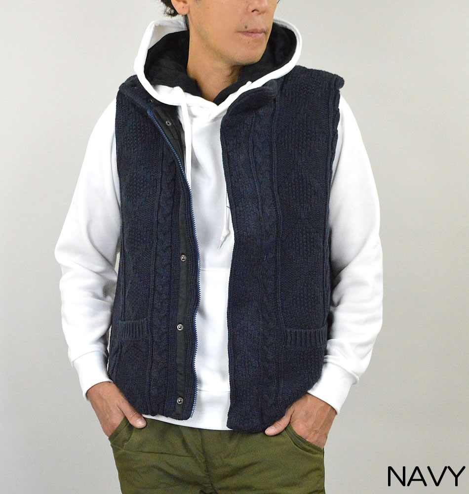 楽天市場】中綿ベスト メンズ フェイク ダウンベスト ニットベスト