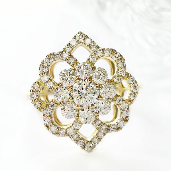 楽天市場】k18 ダイヤモンド 0.7ct リング 指輪 フラワー 花 取り巻き