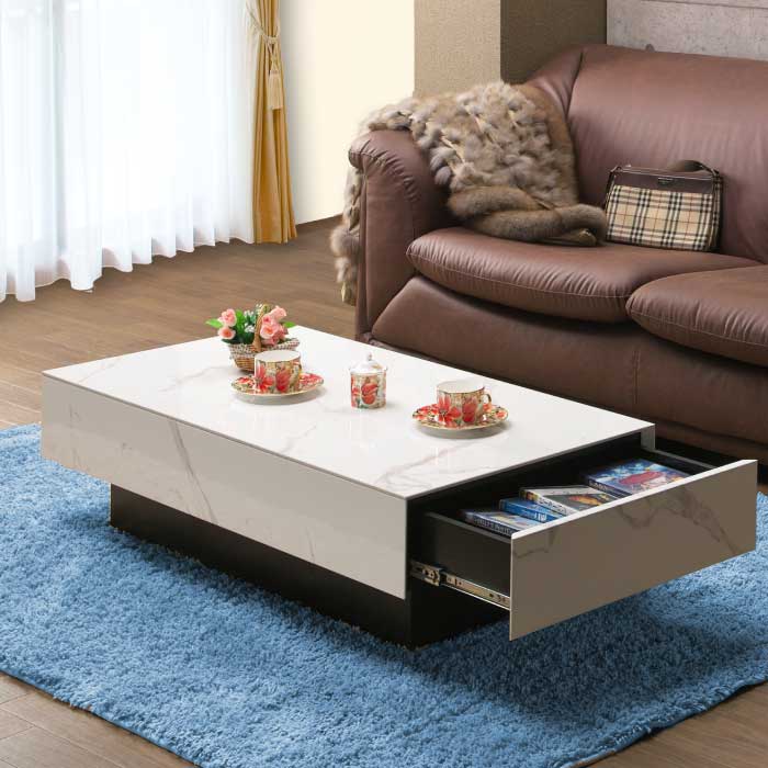 楽天市場】送料無料 完成品 セラミック センターテーブル 引出し2杯