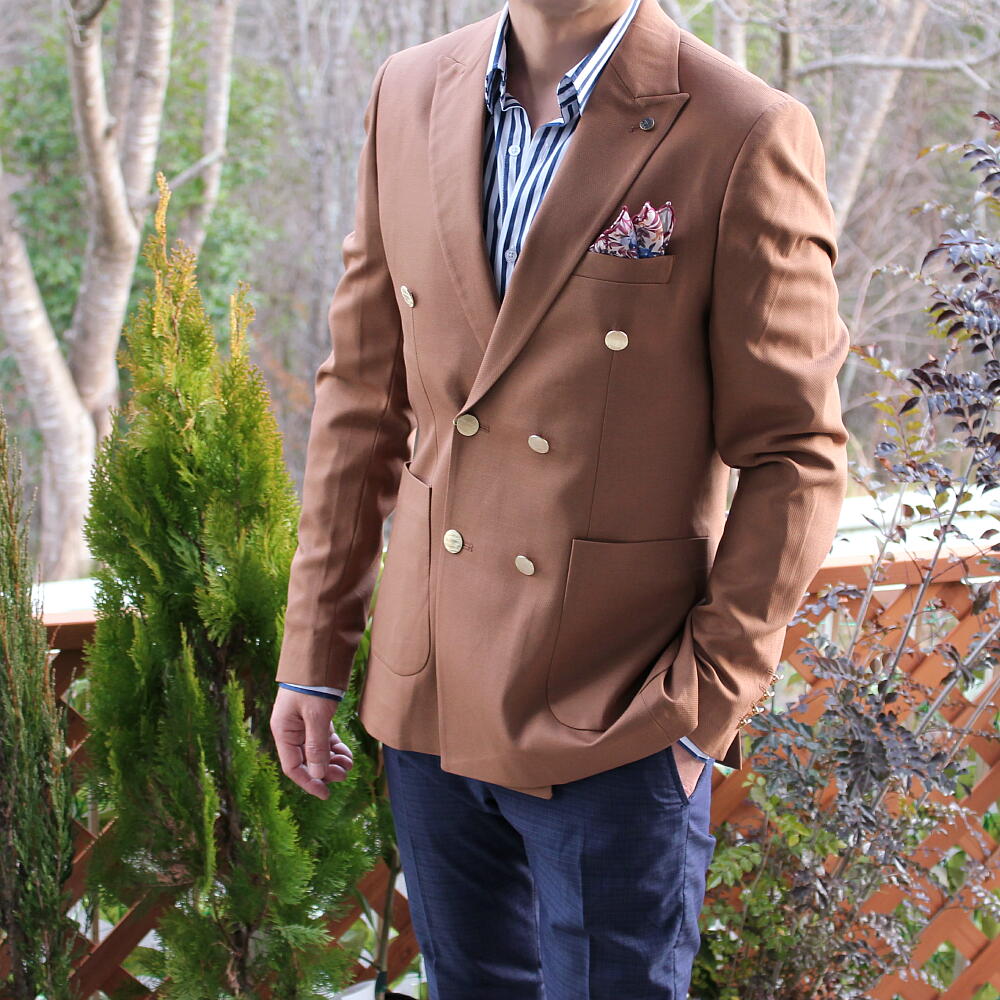 楽天市場】テーラードジャケット ダブル 金ボタン ブレザー 6つボタン