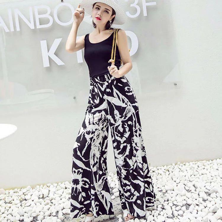 楽天市場】ボタニカル柄 花柄 ガウチョパンツ ロング レディース