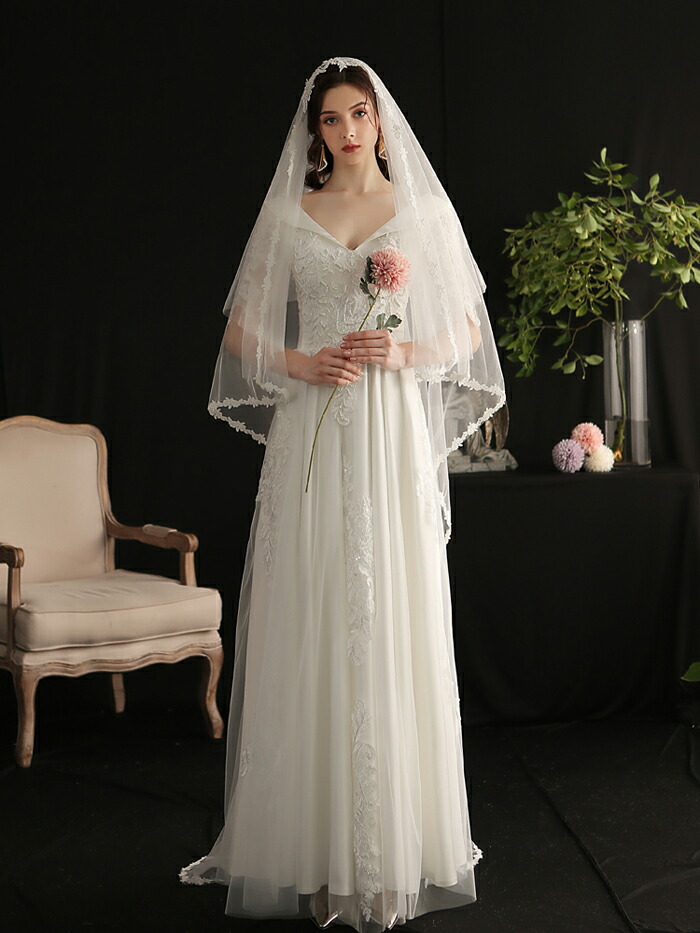 楽天市場】2層ベール 【ロングベール】結婚式 コーム付き ロング