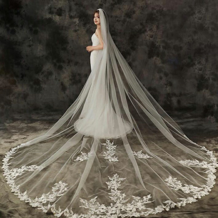 楽天市場】ウエディングベール 【ロング・1層・コーム付き】【幅は約3m