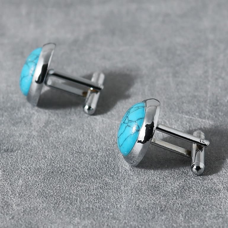 楽天市場】カフスボタン カフリンクス ブルー 青 ターコイズ風