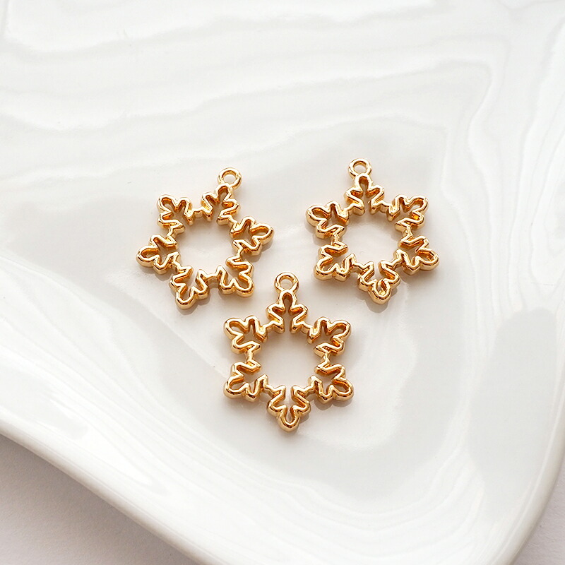 楽天市場】【3個入】空枠 雪の結晶 約2.6×2cm 全3種 ゴールド BLAZE