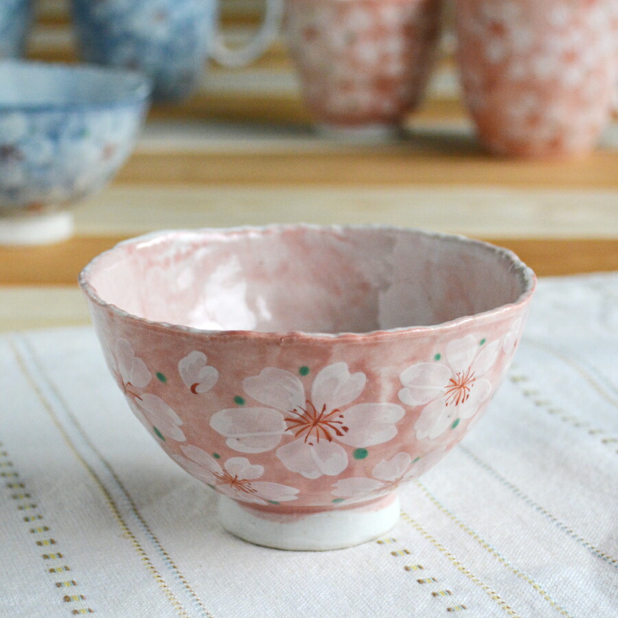 楽天市場】美濃焼 やよい花茶碗 ピンク 径11x高6.5cmricebowl sakura