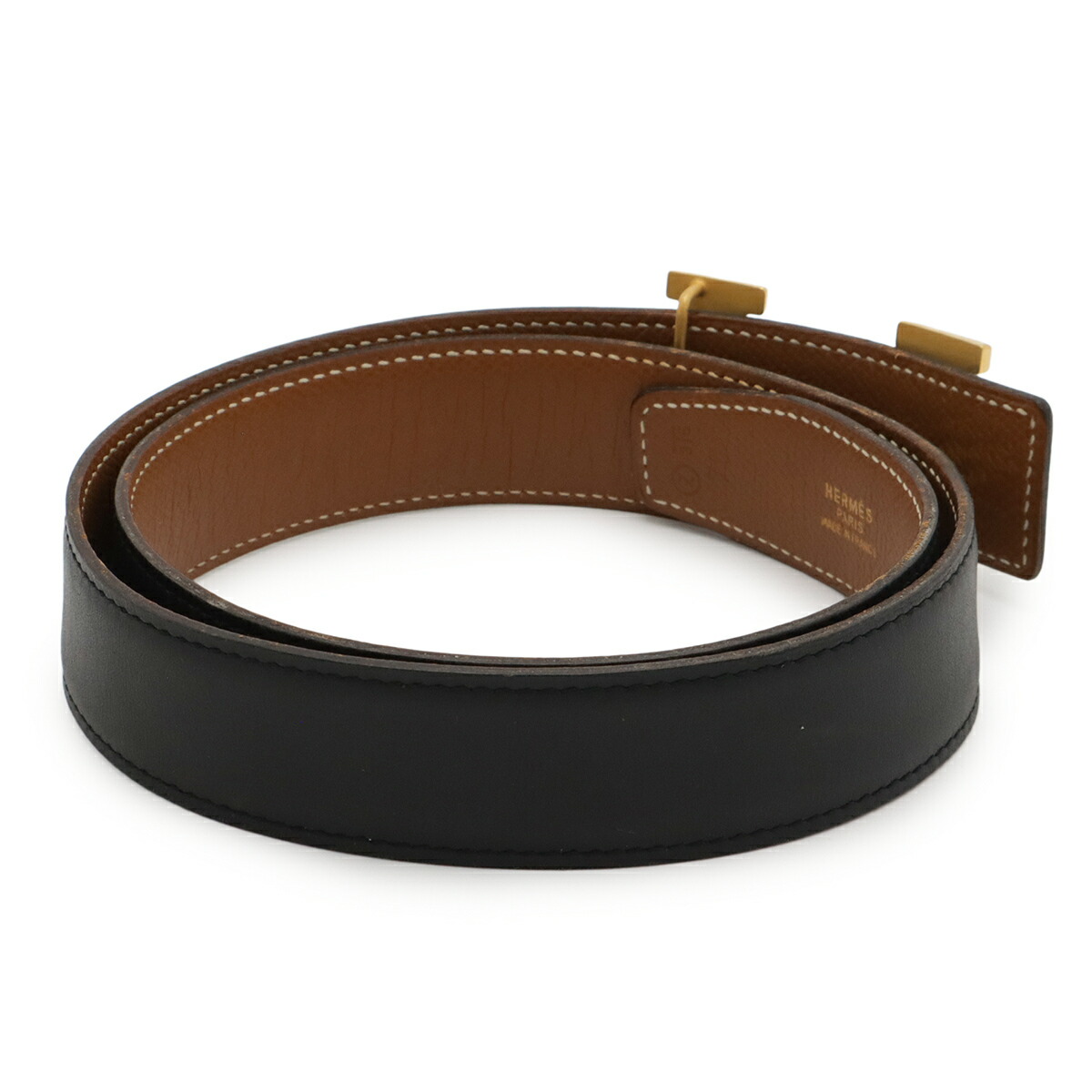 楽天市場】HERMES エルメス Hベルト リバーシブル レザー ブラック 黒