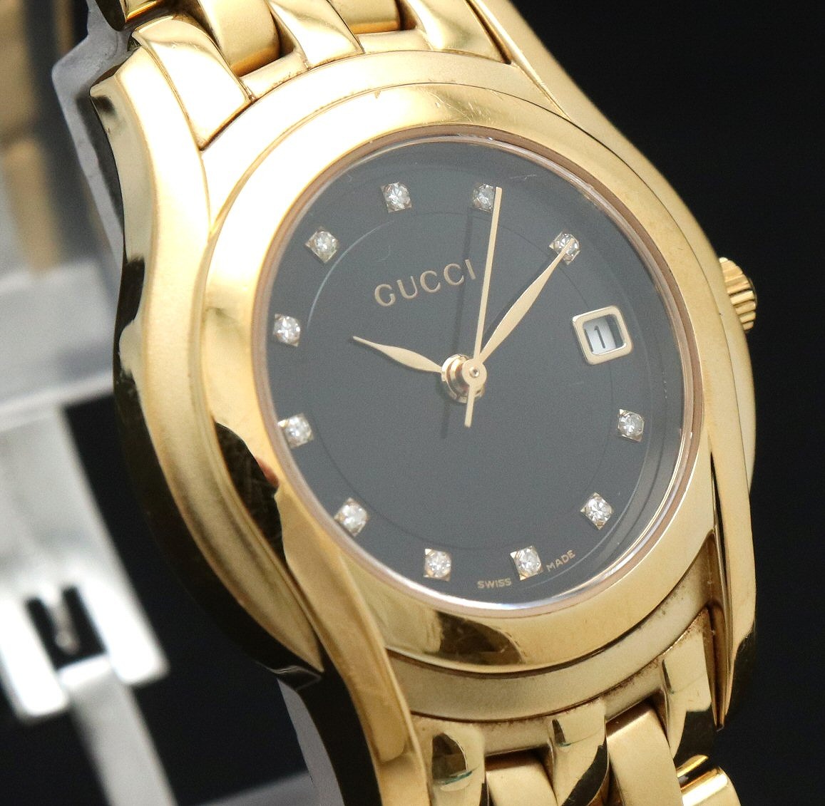 楽天市場】【ウォッチ】GUCCI グッチ デイト 11Pダイヤ ブラック文字盤