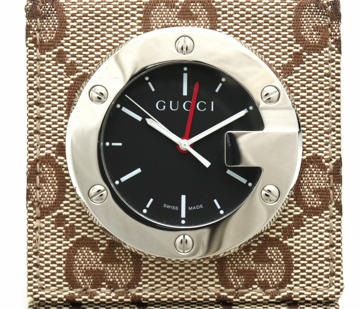 GUCCI ラウンド型置時計 210ブラック/シルバー ジャンク品 GUCCI