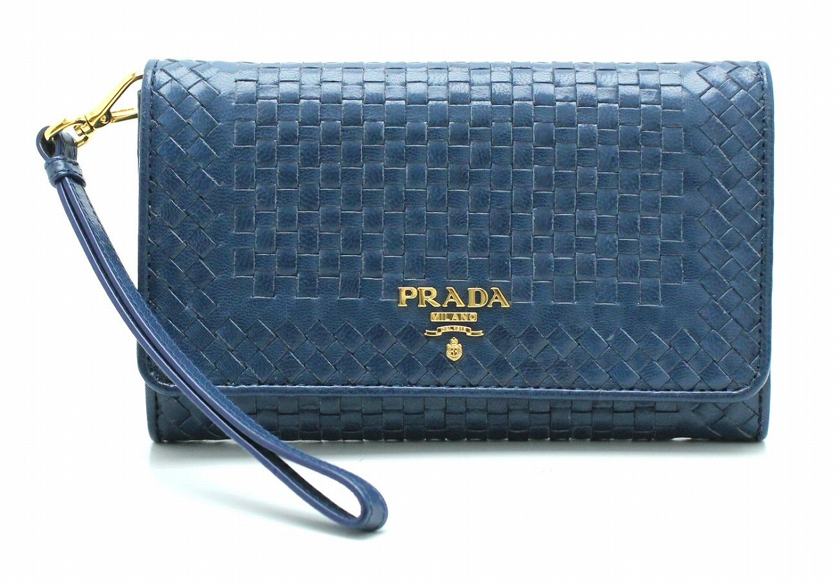 楽天市場】【財布】PRADA プラダ 編み込み MADRAS マドラス 二つ折り