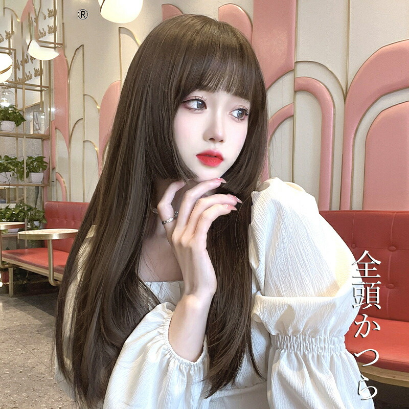 楽天市場】ウィッグ ロング ストレート姫カット ウイッグ 黒髪 女装