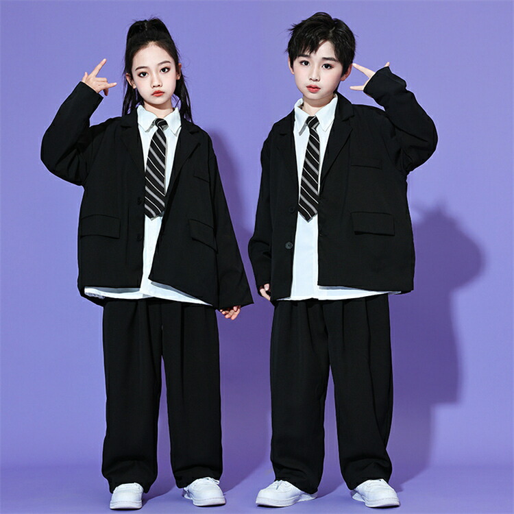 楽天市場】ブラック スーツセット キッズ ダンス 衣装 ジャケット