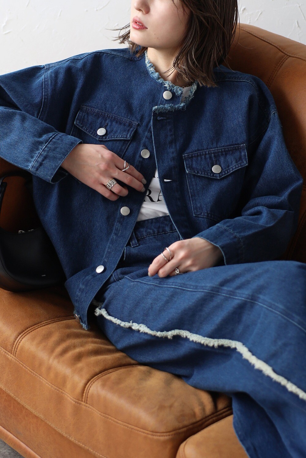 楽天市場】クルーネックフリンジデニムジャケット 77-004502 : BONJOUR