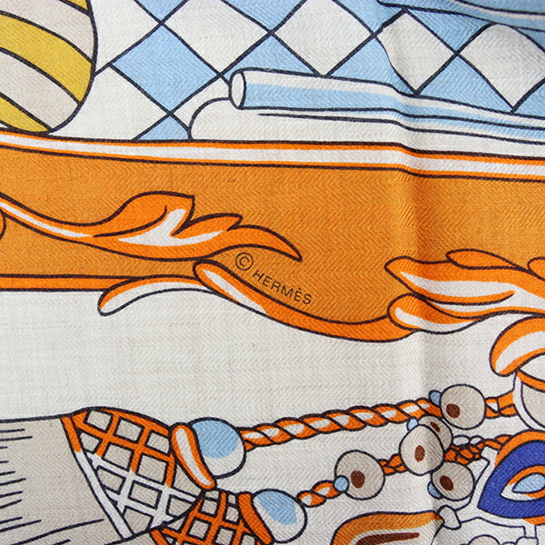 エルメス カレ140 FOLKLORE フォルクロール シルク オレンジ HERMES