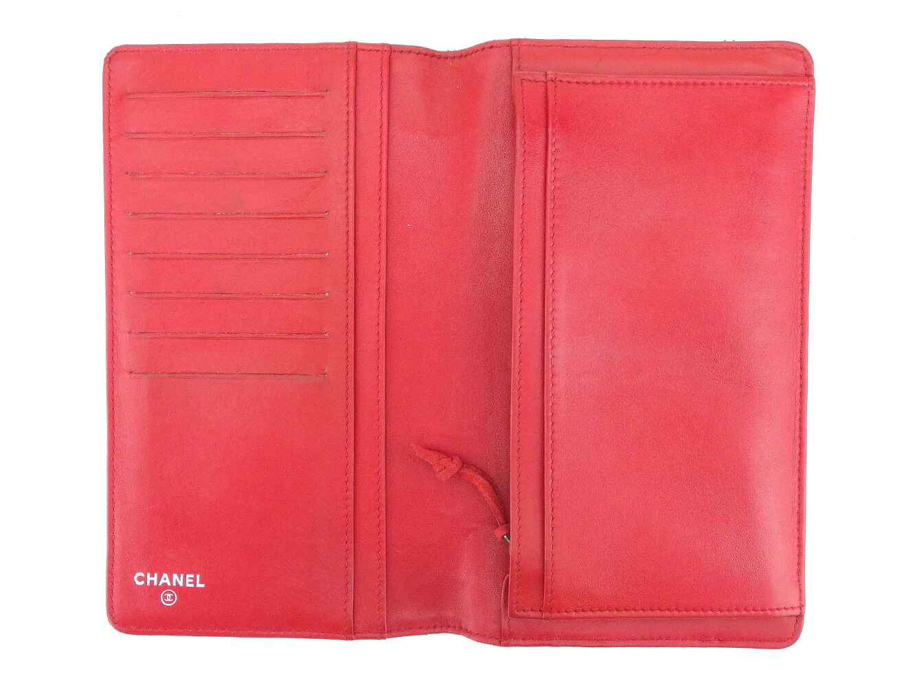 シャネル CHANEL 長財布 ビコローレ ダブルステッチ ココマーク レッド
