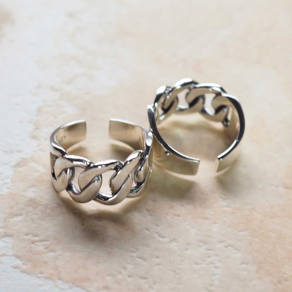 楽天市場】ビンテージ風シルバー チェーンデザインリング フリーサイズ